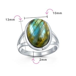 Bague classique ovale en argent sterling avec pierre précieuse naturelle personnalisée pour femme, cadeau pour mariage, fête, anniversaire - Product Image 4