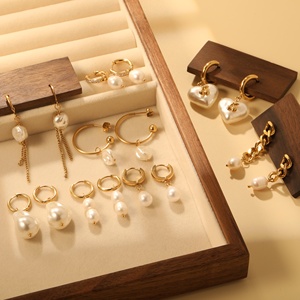High Quality 18K Gold PVD Plated Stainless Steel <strong>Earrings</strong> Wholesale Custom Fashion Jewelry <strong>Earrings</strong> for Women Pearl <strong>Earrings</strong> - Product Image 2