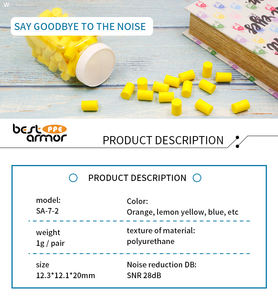 PPE إلغاء الضوضاء رصاصة على شكل رصاصة فائقة النعومة انتعاش بطيء البولي يوريثين رغوة الذاكرة سدادة الأذن 33dB SNR آمنة جوهريا - Product Image 3