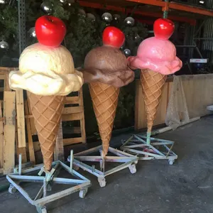 Customized Size Hand made Fiberglass Supplier Fiberglass Ice Cream Cone Statue For Sale
