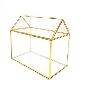 Packaging And Brass Clear Jewelry Geometric Gift Display Gold Glass Box