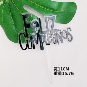 Cake Topper acrilico di bel colore <span class=keywords><strong>buon</strong></span> <span class=keywords><strong>compleanno</strong></span> In spagnolo per la decorazione del partito per la decorazione della torta FELIZ CUMPLEANOS - Product Image 2