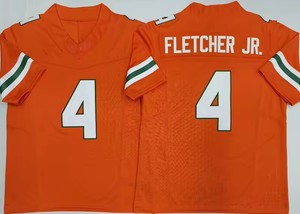 Heren Miami College Football Shirts 4 Mark Fletcher Jr 10 Malachi Toney Alle gestikte universiteitsvoetbalshirts 3 kleuren - Product Image 2