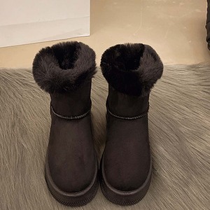 Ladies Velvet Thick Soled Snow Boots 2025 Winter New Style Bow Warm Large Women's Shoes - Product Image 6