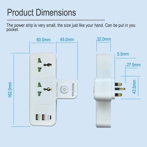 Wintai-Tech China Hersteller 2-fach Steckdosenleiste 2 USB 1 PD Steckdosenleiste mit Schalter Steckdosenadapter - Product Image 3