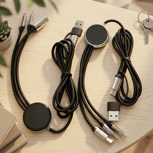 Кабель для быстрой зарядки Type-C <span class=keywords><strong>3</strong></span>-в-<span class=keywords><strong>2</strong></span> с LED-логотипом, 1.<span class=keywords><strong>2</strong></span> м, нейлоновая оплетка, чистый медный проводник, индивидуальный промо-подарок для телефона - Product Image 3