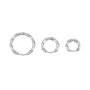 Boucles d'oreilles créoles tendance, minimalistes, rétro, style parisien, géométriques, étanches, en acier inoxydable plaqué argent, cadeau pour fête d'enfants - Product Image 1