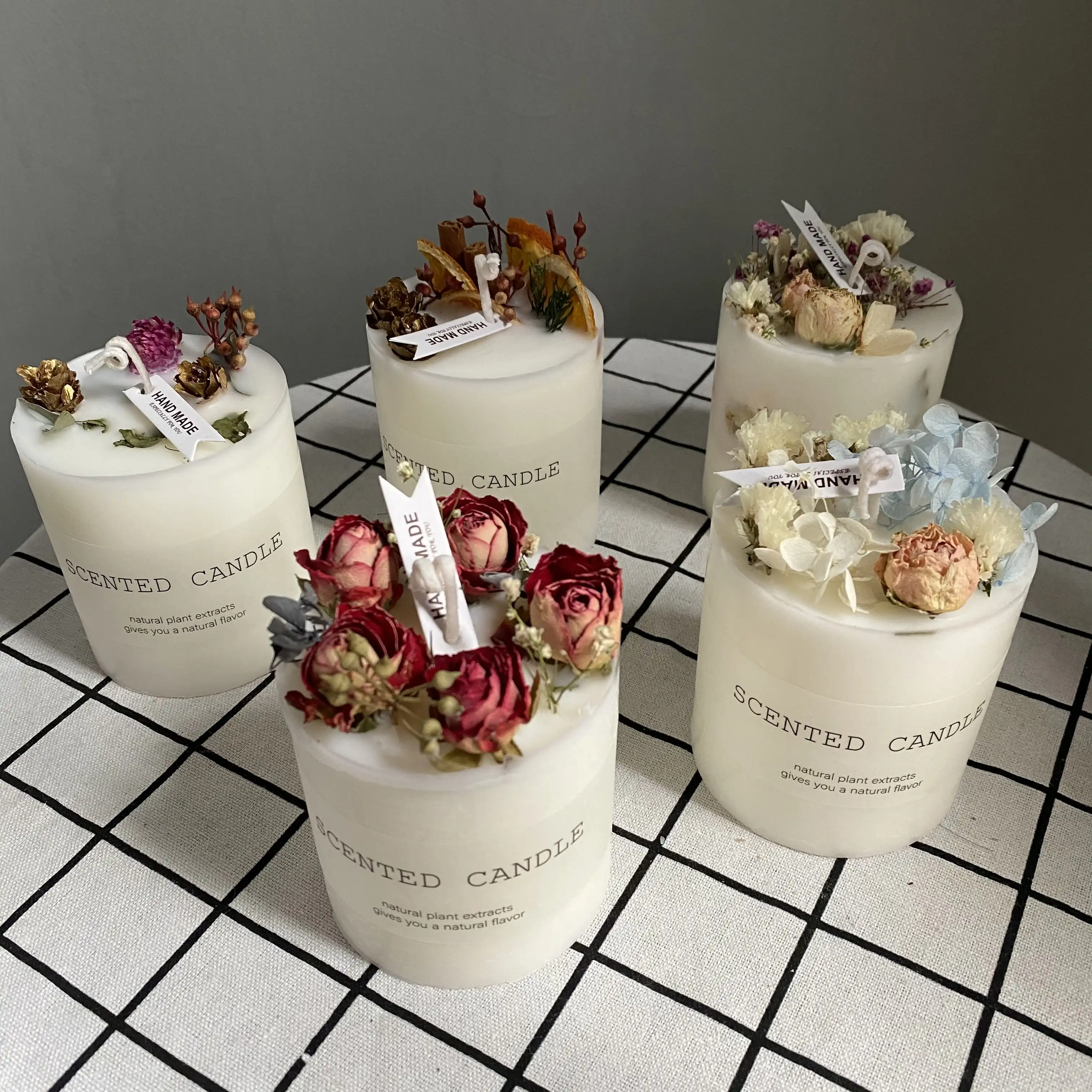 Eco-friendly di lusso naturale fai da te fatti a mano candele di soia con fiori secchi