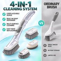 Brosse à vaisselle à marque privée avec distributeur de savon, brosse de nettoyage multifonctionnelle pour légumes de cuisine
