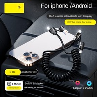 Câble de données TPE 4-en-1 CarPlay 65W compatible iPhone 16 pour Android Type-C 5A Charge rapide Caméra et Écouteurs