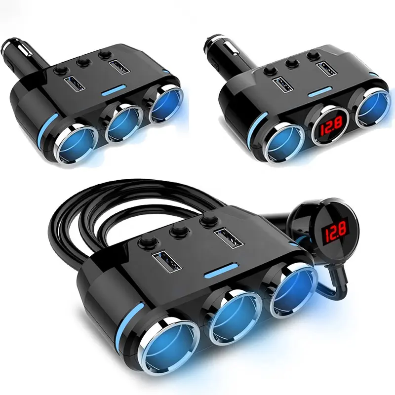 핫 세일 자동차 담배 라이터 충전기 12V 자동차 소켓 분배기 어댑터 플러그 자동차 LED USB 충전 포트 액세서리 범용