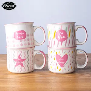 Custom Logo advertising promotional gift mugs wholesale mugs ceramic enamel pink coffee cup