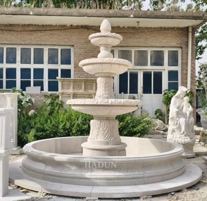 Fontaine d'eau <span class=keywords><strong>en</strong></span> marbre blanc naturel <span class=keywords><strong>de</strong></span> grande taille pour <span class=keywords><strong>jardin</strong></span> classique, à trois niveaux - Product Image 3