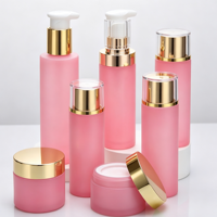 Ensemble d'emballages pour produits de soin rose 100-250ml – Bouteille à pompe pour émulsion, pot à crème, flacons en plastique vides personnalisables pour soins et reconditionnement