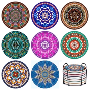 Sous-verres en céramique en gros, sous-verres ronds en céramique vierges pour sublimation avec dos en liège, carreaux en céramique ronds pour sublimation pour l'artisanat - Product Image 1
