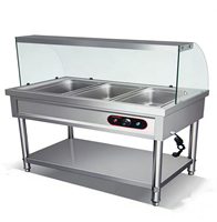 Comptoir chauffant commercial pour aliments, conservation de la chaleur 24h/24, table de présentation de plats chauds en acier inoxydable 201