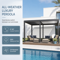 Gazebo motorisé en aluminium toutes saisons, système bioclimatique écologique, écran coupe-vent pour restaurant en bord de piscine, espace extérieur