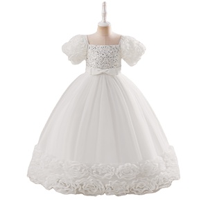 Vestidos de niña de las flores con lentejuelas al por mayor, de fábrica con <span class=keywords><strong>10</strong></span> años de experiencia, para bodas, Navidad, color blanco - Product Image 5