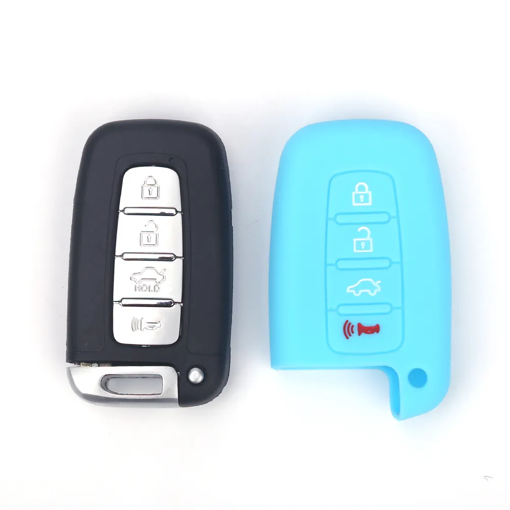 4 Buttons Silicone Key Cover Fob Case personalized silicone car key cover for hyundai