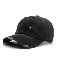 Gorra de Béisbol de Mezclilla de 6 Paneles con Logotipo Bordado Personalizado de Alta Calidad, Gorra de Papá Ajustable Sin Estructura para Hombre