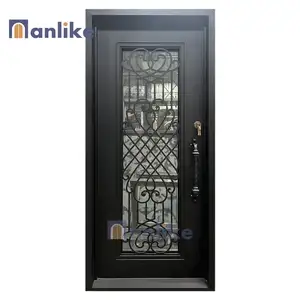 Anlike Iron Door Suppliers Double Entrance House Cast Wrought Modern French Balcony Iron Door For Home