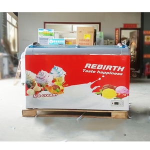 Rebirth Commerical 500L Portable Ice Cream Display Congelador Máquina Gelato Curved Top Glass Chest Freezer Showcase - Product Image 1