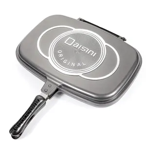 32Cm Hete Verkoop Hoge Kwaliteit Spuitgieten Aluminium Keramische Coating Dubbele Grillpan