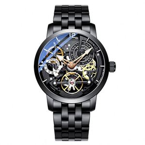 Montre mécanique automatique pour homme de haute qualité, avec boîtier et bracelet entièrement en acier inoxydable ajouré, tourbillon, 2025 - Product Image 3