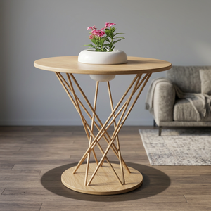 Table basse en bois moderne, design scandinave, plateau rond, meubles décoratifs pour salon - Product Image 1
