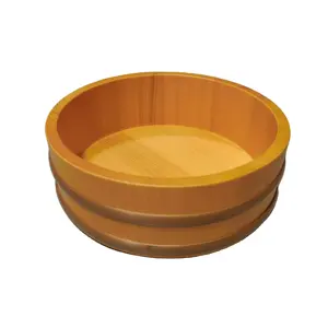 Chinese supplier High quality top wooden sushi rice mixing barrel with copper ring Japanese barrel