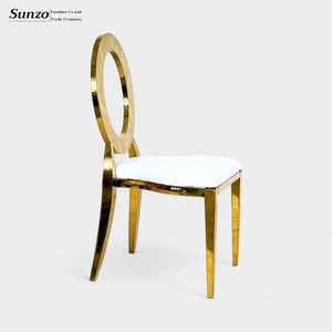 Chaises de Salle à Manger Moderne de Luxe à Dossier Rond en Acier Inoxydable Doré et Argenté pour Hôtels Mariages Événements Banquets Fêtes-Vente en Gros - Product Image 4