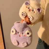 Mini Bouillotte en PVC Haute Densité Remplissage Peluche Mignon Dessin Animé Petit Sac d'Eau Chaude Portable Filles Sac Détachable Lavable