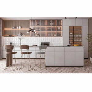 Conjunto de muebles de hotel Diseños Laca Cocina Gabinetes de baño Coctelera blanca Gabinete de cocina de madera Cocina moderna - Product Image 1