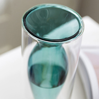 Vase en verre Double coloré Art Vase d'aromathérapie Vase en verre Borosilicate Transparent Restaurant hydroponique décoration de table