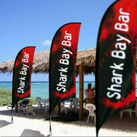 Personnalisé 2m 3m 4m Plume Larme Plage Drapeau Publicité Extérieure Oriflamme Base Vente Signe Promotionnel Drapeaux Kit Stand