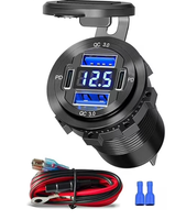 Chargeur USB 12V avec 4 ports, double PD et double QC, prise de charge rapide avec voltmètre LED