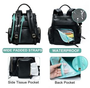 Mochila Pañalera con 14 Bolsillos, Bolsa de Bebé de Cuero, Registro de Bebé, 4 Bolsillos Aislantes - Product Image 4