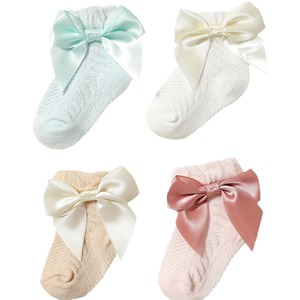 Chaussettes pour nouveau-nés, bébés filles, style nœud papillon, douces, confortables, décontractées, colorées, en coton - Product Image 1