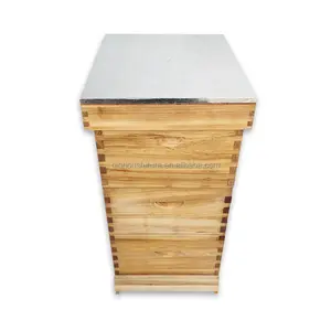 hot sale wooden self-flowing apiculture bee box bee hive House with metal cover beehive