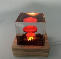 Nouveau créatif alimenté par USB base en bois résine Cube 3d champignon nuage nucléaire Explosion lampe LED table veilleuse