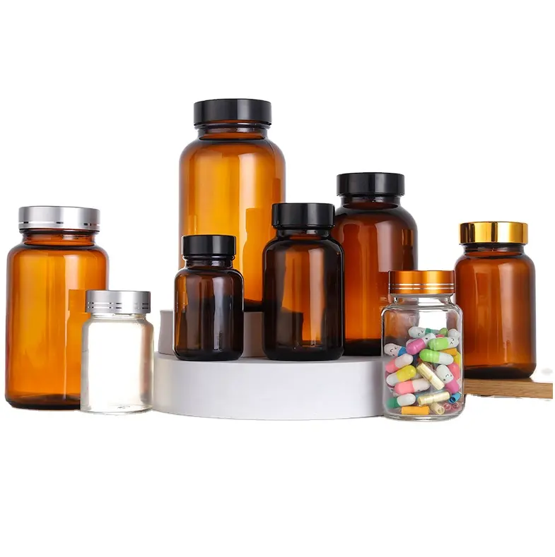 Pharmazeut ische Verpackung 60ml 75ml 120ml 150ml Weithals braune Tablette Pille Kapsel Glasflasche