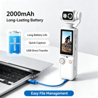 Caméra stabilisée de poche Q8, vidéo HDR 1080p, enregistrement stéréo, grand angle 180°, lampe torche LED intégrée