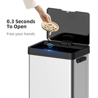 Poubelle intelligente à déplacement automatique 50L noire avec tri des déchets et grande ouverture pour les déchets ménagers
