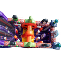 Parcours d'obstacles gonflable commercial en PVC sur le thème d'Halloween avec araignée, château gonflable géant citrouille, et combos gonflables pour fêtes