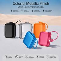 Batterie externe haute capacité 10000 mAh avec câble USB Type-C intégré, charge rapide 22,5 W, personnalisable ODM en plusieurs couleurs