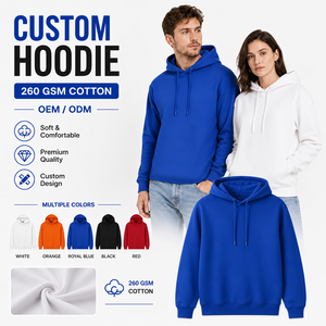 Sudadera con Capucha Personalizada con Logotipo, 260GSM, Algodón, Unisex, Venta al Por Mayor, Premium, Ropa Urbana de Invierno, Sudadera de Felpa Lisa, OEM, Tallas S-4XL, Color Azul Rey - Product Image 1