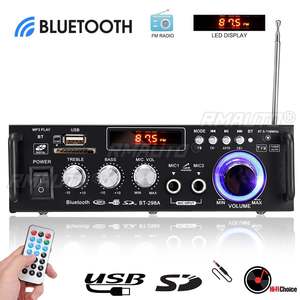 Amplificateur audio de voiture 12/220V 600W 2 canaux avec écran LCD numérique HIFI, amplificateur de puissance Bluetooth FM pour voiture et maison, subwoofer avec télécommande - Product Image 3