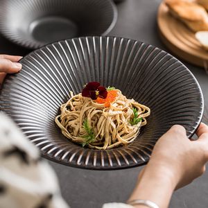 Juego de Vajilla Japonesa Vintage, Tazón Grande de Cerámica para Sopa o Ramen, Tazón Tipo Trompeta Mogashin para Restaurantes Comerciales, Vajilla para Comida - Product Image 1