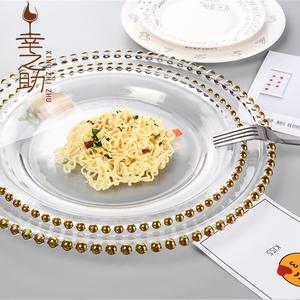 طقم أطباق فاكهة زجاجية عصرية على الطراز الأوروبي للاستخدام المنزلي مع خرز ذهبي للحفلات، تصميم إبداعي من الشركات المصنعة بالجملة - Product Image 3