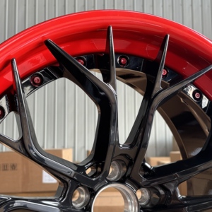 Jantes 2 pièces en aluminium forgé finition rouge et noir 17 19 20 21 pouces pour BMW Porsche <span class=keywords><strong>Mercedes</strong></span> <span class=keywords><strong>AMG</strong></span> 4x100 5x100 5x108 4x108 - Product Image 5